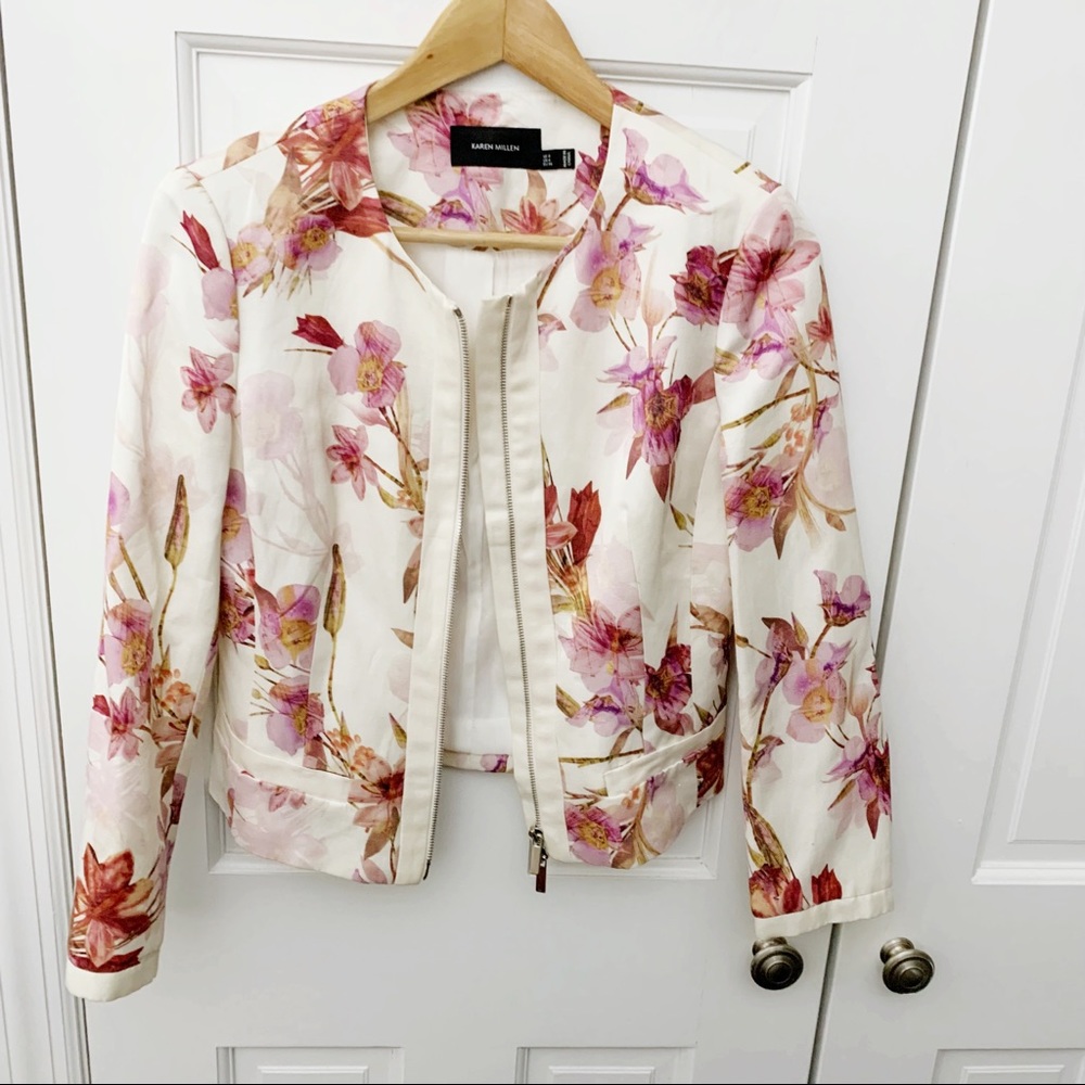 Karen Millen Floral Linen Blend Blazer - Picture 6 of 6